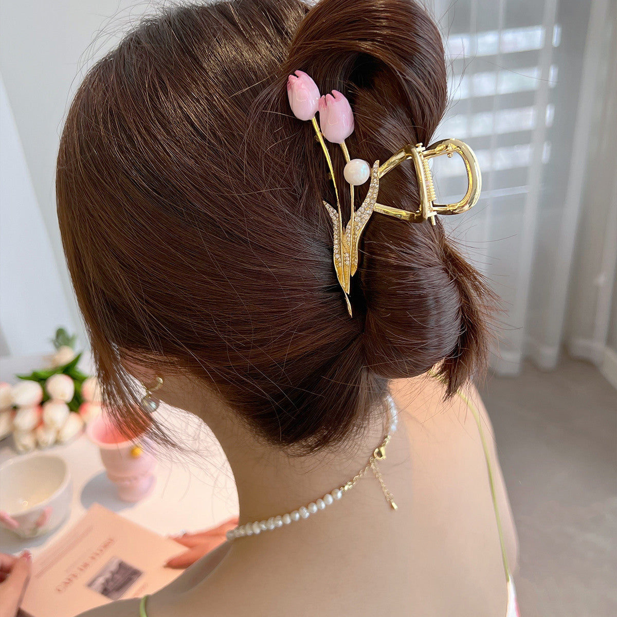 Elegant Tulip Flower Hair Clips – Women's Simple Fashion