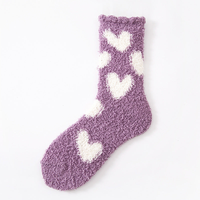 Women’s Cozy Mid-Calf Socks with Love Pattern - ChicVix