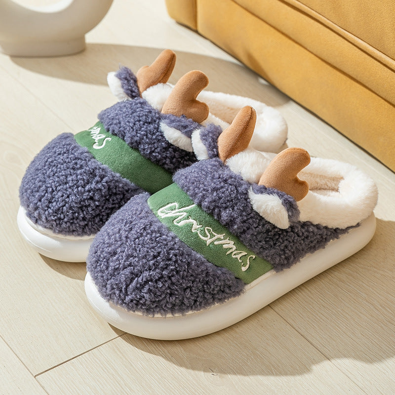 Christmas Elk Soft Cozy Bedroom Slippers - ChicVix