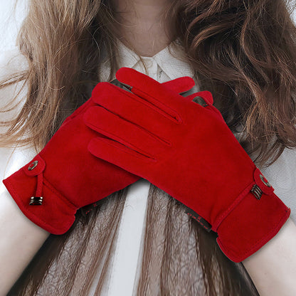 Genuine Leather Touch Screen Gloves – Warm & Windproof Autumn-Winter Fashion