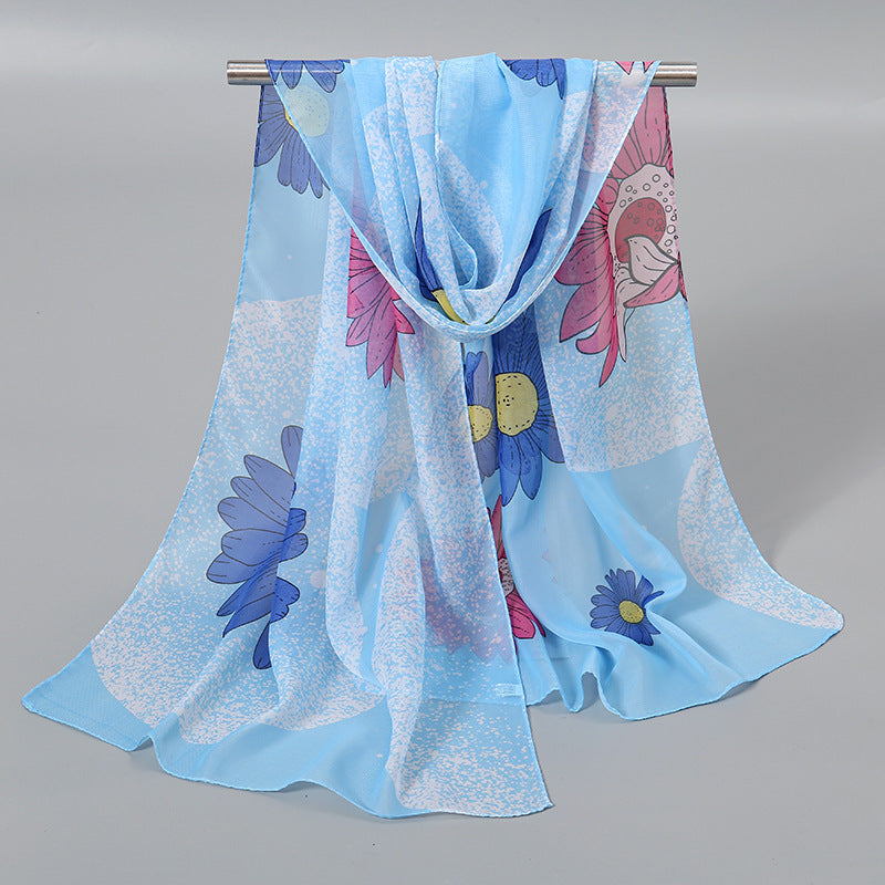 Little Chiffon Small Silk Scarf for Women – Elegant Printed Design, Lightweight & Versatile