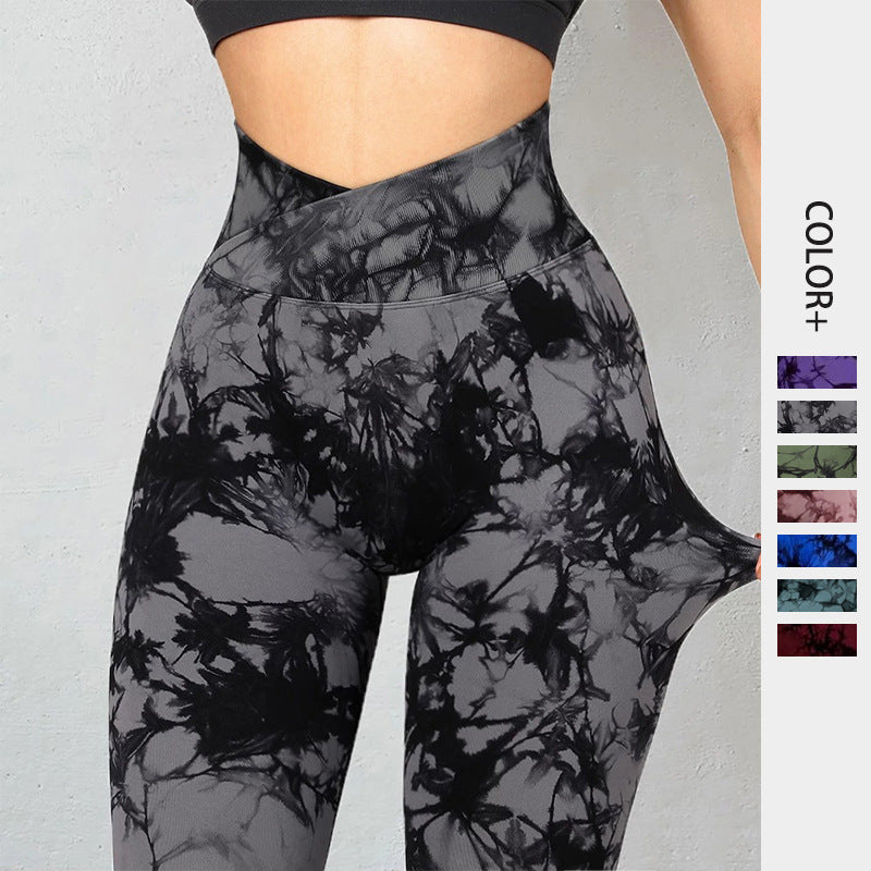 Seamless Tie Dye Leggings for Women – Push Up Sport Fitness & Yoga Pants