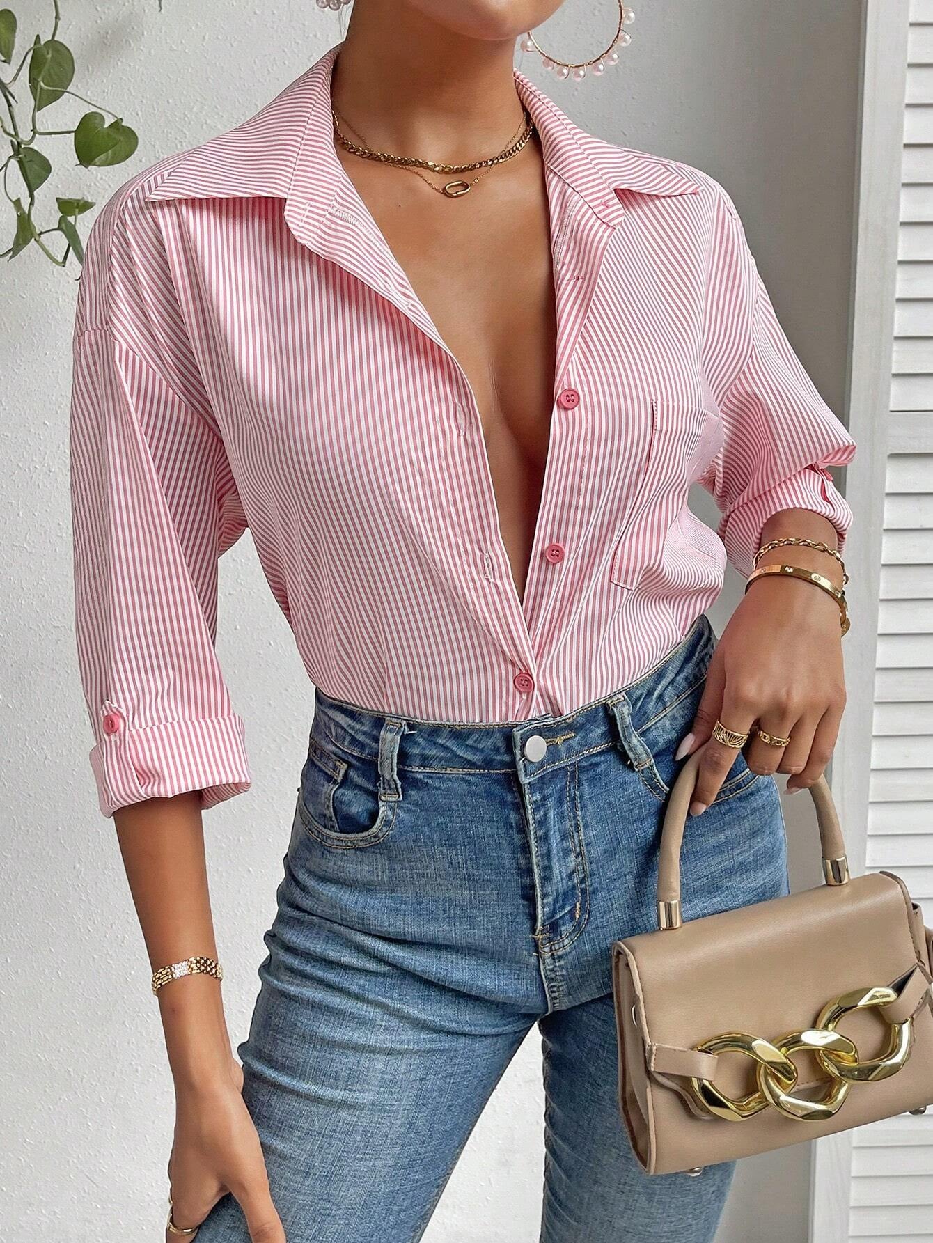 Essnce Striped Print Drop Shoulder Shirt