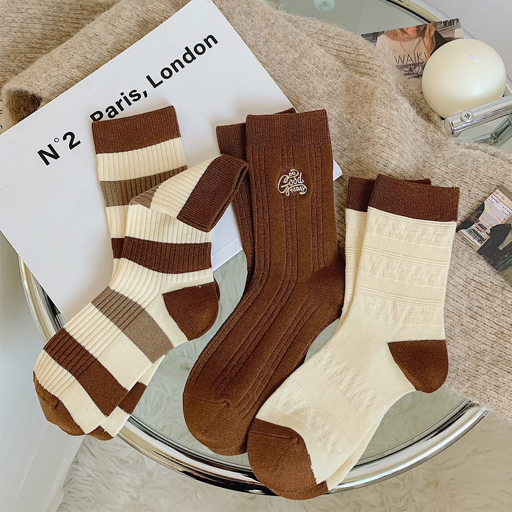 Cozy Stripe & Plaid Wool Socks - ChicVix