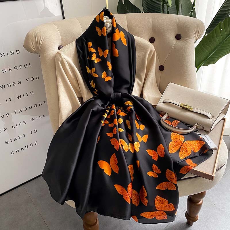 Women's Retro Fashion Decorative Scarf – New Silk Satin with Floral Pattern