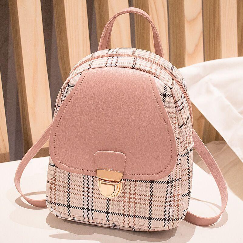 Trendy Checkered Mini Backpack – Shoulder, Diagonal, and Handbag Style - ChicVix