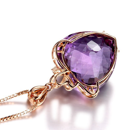 Women's Rose Gold Amethyst Pendant Necklace - Elegant Wedding & Gift Jewelry - ChicVix