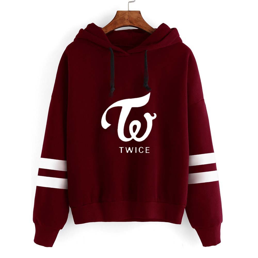 Korean TWICE Women’s Group Official Plus Velvet Hooded Sweater for Men and Women