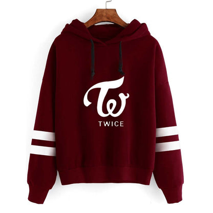 Korean TWICE Women’s Group Official Plus Velvet Hooded Sweater for Men and Women