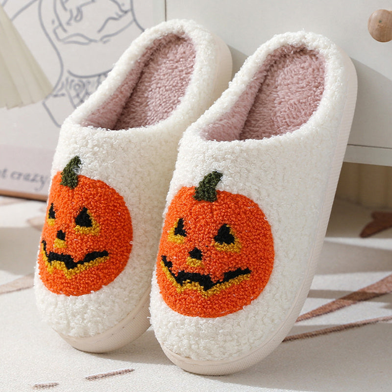 Halloween Pumpkin Cartoon Slippers – Cozy Indoor House Shoes