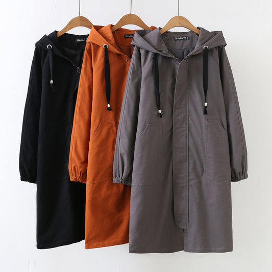 Lightweight Hooded Long Windbreaker Coat for Women