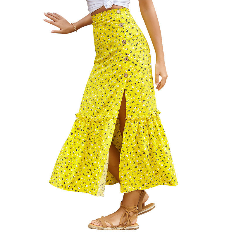 Women's Little Daisy High-Waist A-Line Chiffon Skirt - ChicVix