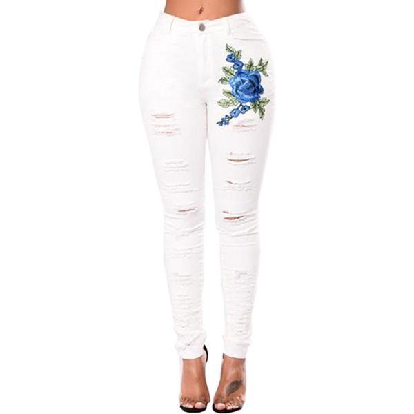 Stylish Ripped Jeans for Women – Comfortable Denim Pencil Pants - ChicVix