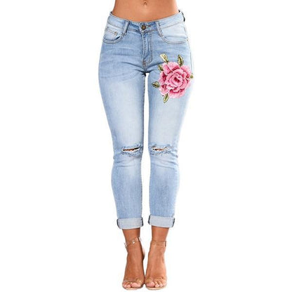 Stylish Ripped Jeans for Women – Comfortable Denim Pencil Pants - ChicVix