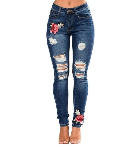 Stylish Ripped Jeans for Women – Comfortable Denim Pencil Pants - ChicVix