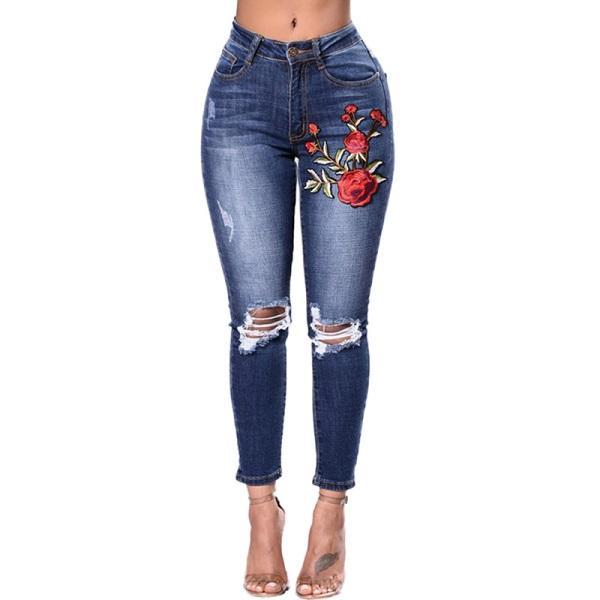 Stylish Ripped Jeans for Women – Comfortable Denim Pencil Pants - ChicVix