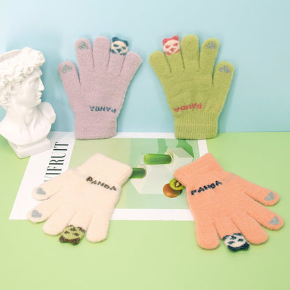 Women's Plush Knitted Gloves with Fingertip Functionality