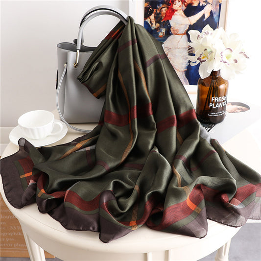 Women's Geometric Silk Scarf - Elegant Satin Finish - ChicVix