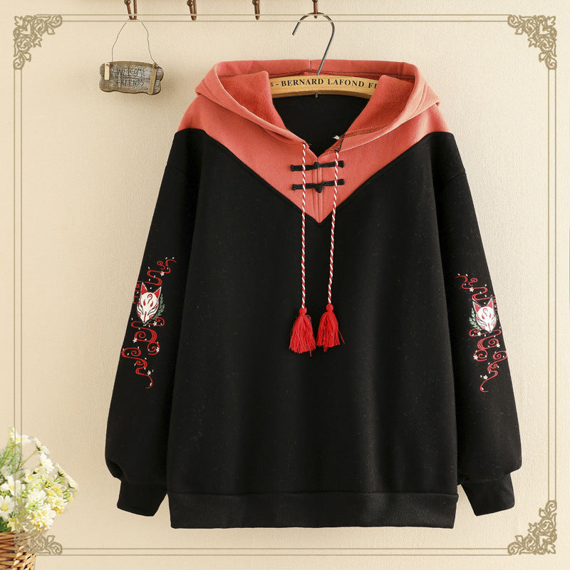 Japanese Cute Girl Heart Sweater with Plus Velvet Thickening