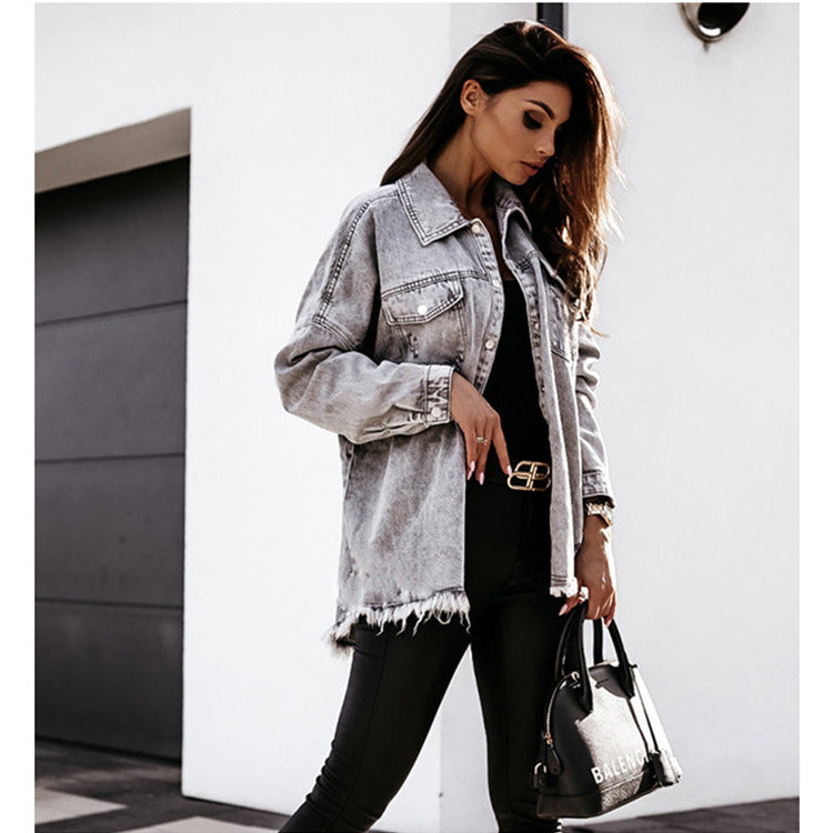 Chic Loose Denim Jacket – European and American Style