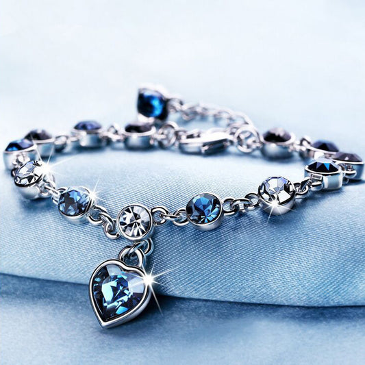 Heart of the Ocean Crystal Bracelet - Elegant Fashion Jewelry - ChicVix