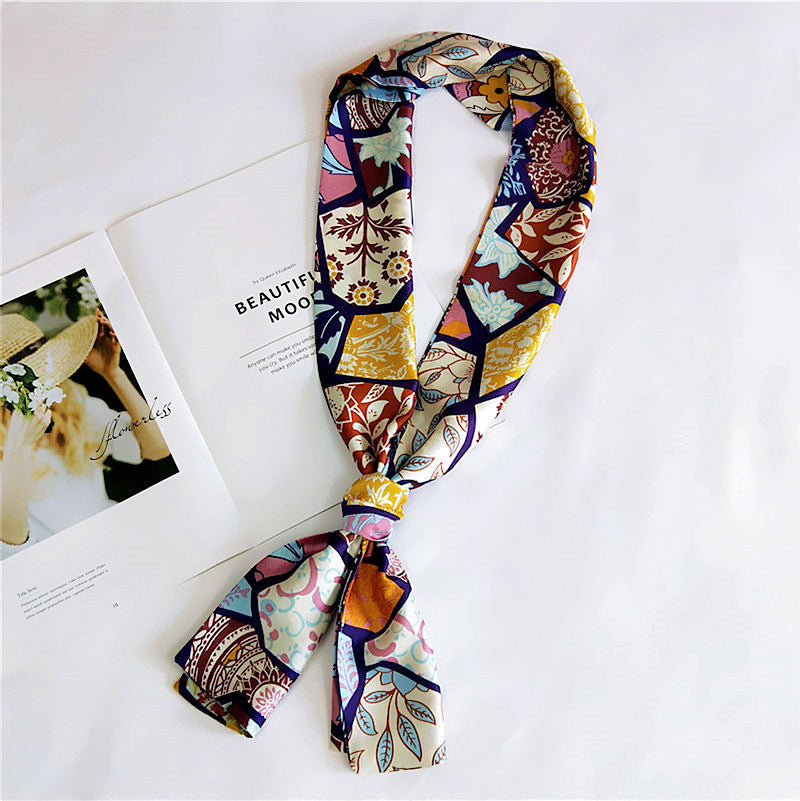 Women's Double-sided Long Silk Scarf - Spring & Autumn Versatile Shawl - ChicVix