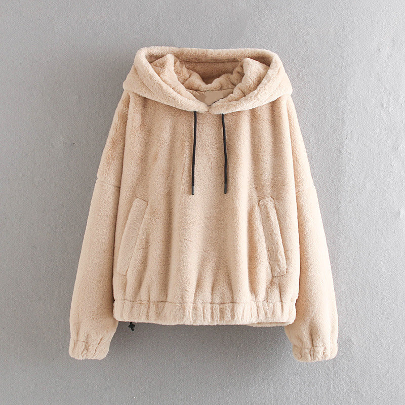 TRAF Vintage Teddy Pullover Hoodies with Pockets