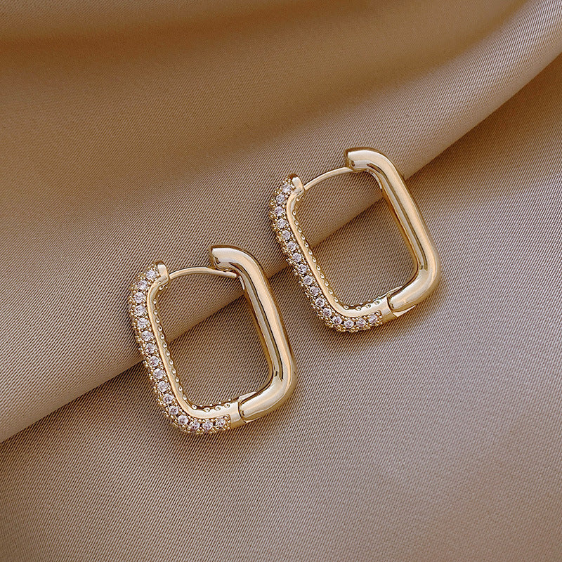 Chic Geometric Square Zircon Earrings - French Style - ChicVix