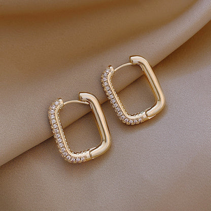 Chic Geometric Square Zircon Earrings - French Style - ChicVix