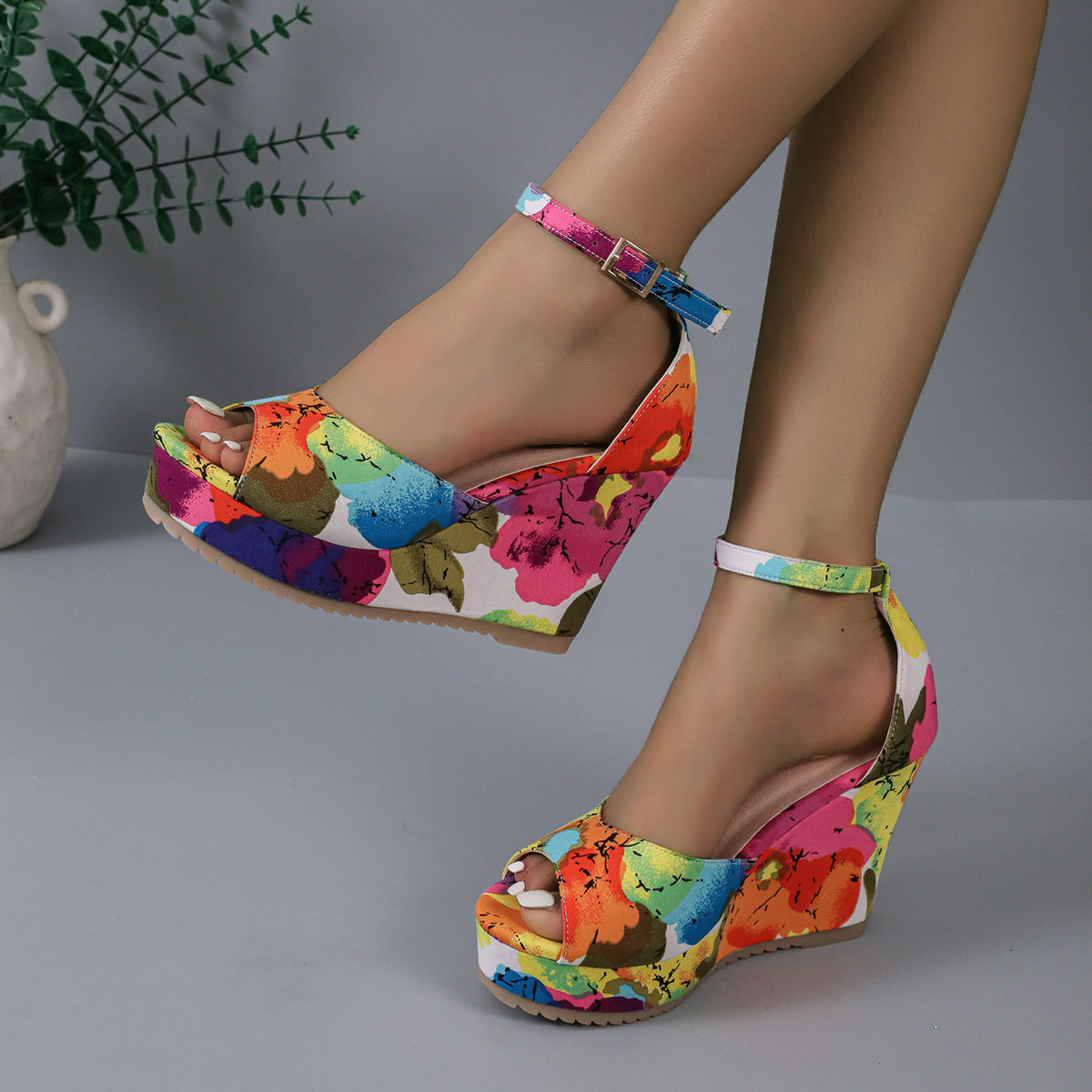 Women's Wedge Platform Peep-toe Sandals – Casual Waterproof All-match Multicolor Design