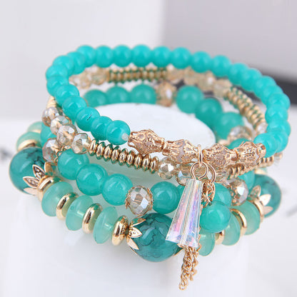 Bohemian Multilayer Multicolor Acrylic Beads Bracelet - Ethnic Strands for Women - ChicVix