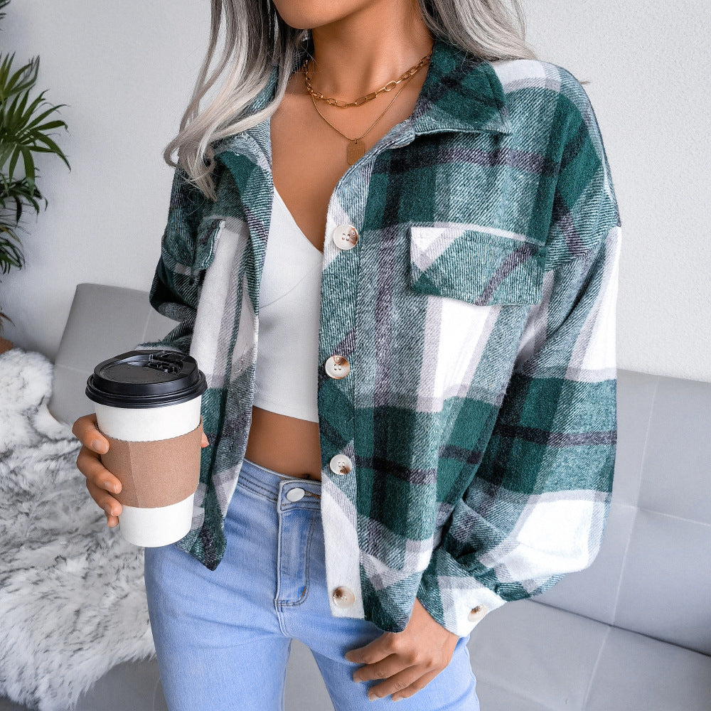 Women's Long Sleeve Plaid Coat Jacket – Simple and Stylish Outerwear