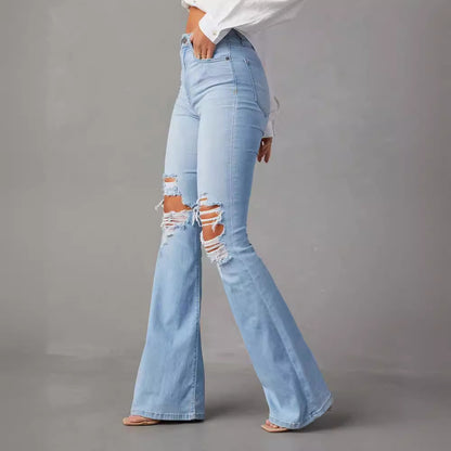 Women's Fashion Temperament Wide-leg High Waist Jeans - ChicVix