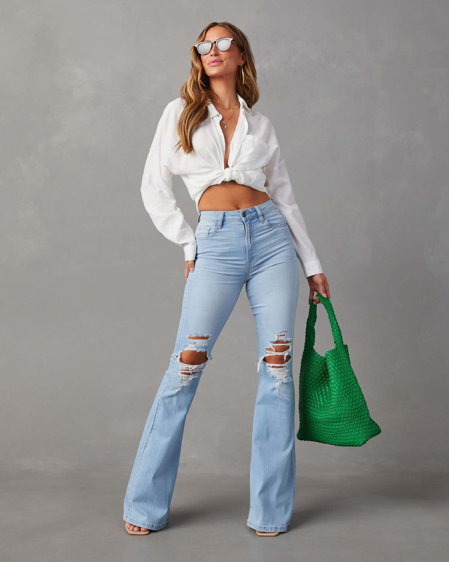 Women's Fashion Temperament Wide-leg High Waist Jeans - ChicVix