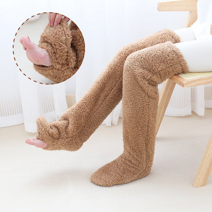 Over Knee High Fuzzy Long Socks – Winter Warm Cold-Proof Stockings for Home & Sleep