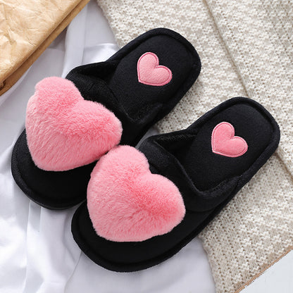 Cute Love Fluffy Home Slippers – Cartoon Design