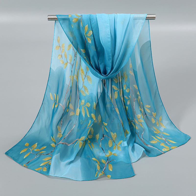 Little Chiffon Small Silk Scarf for Women – Elegant Printed Design, Lightweight & Versatile