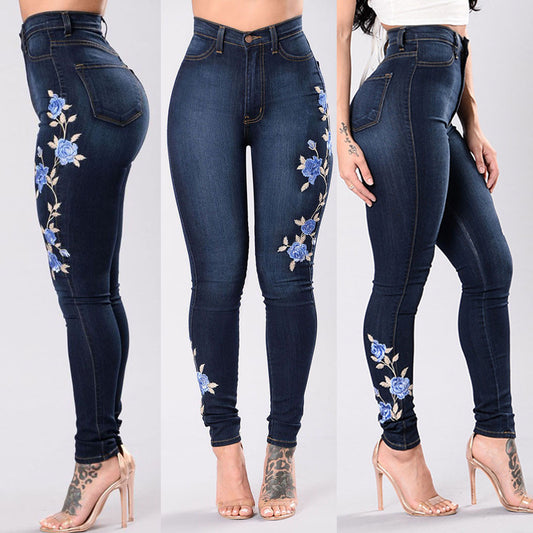 European and American Embroidered Jeans