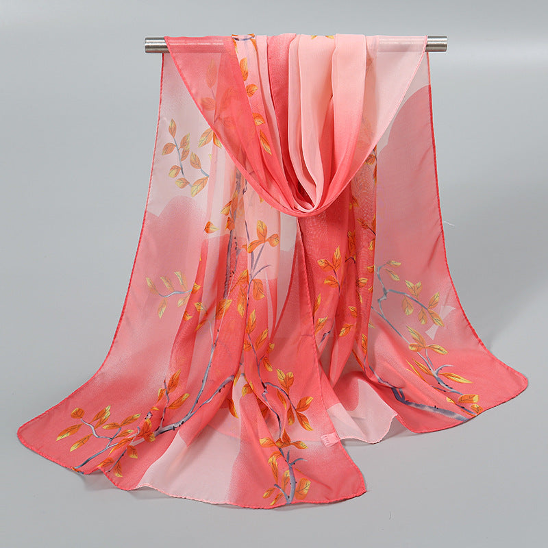 Little Chiffon Small Silk Scarf for Women – Elegant Printed Design, Lightweight & Versatile