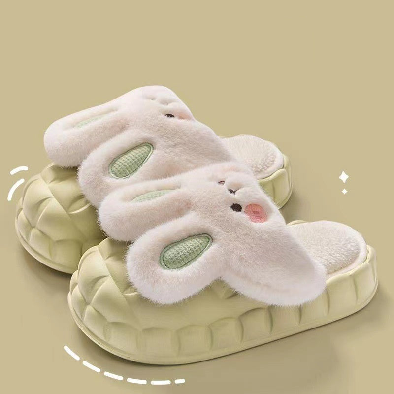 Cute Rabbit Shoes – Winter Fuzzy Slippers for Women - ChicVix