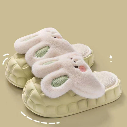 Cute Rabbit Shoes – Winter Fuzzy Slippers for Women - ChicVix