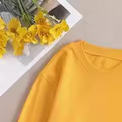 Women's Printed Crew Neck Sweatshirt in Yellow - ChicVix