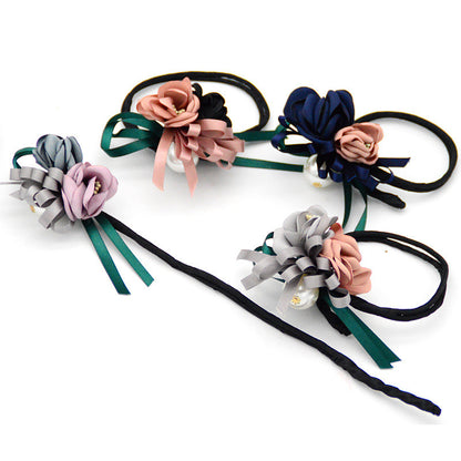 Korean Style Pearl Flower Half-Bun Hair Plate – Elegant Hair Elastic Accessory