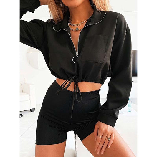 Autumn Streetwear Short Hoodie for Women