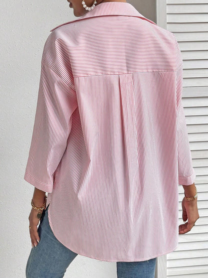 Essnce Striped Print Drop Shoulder Shirt