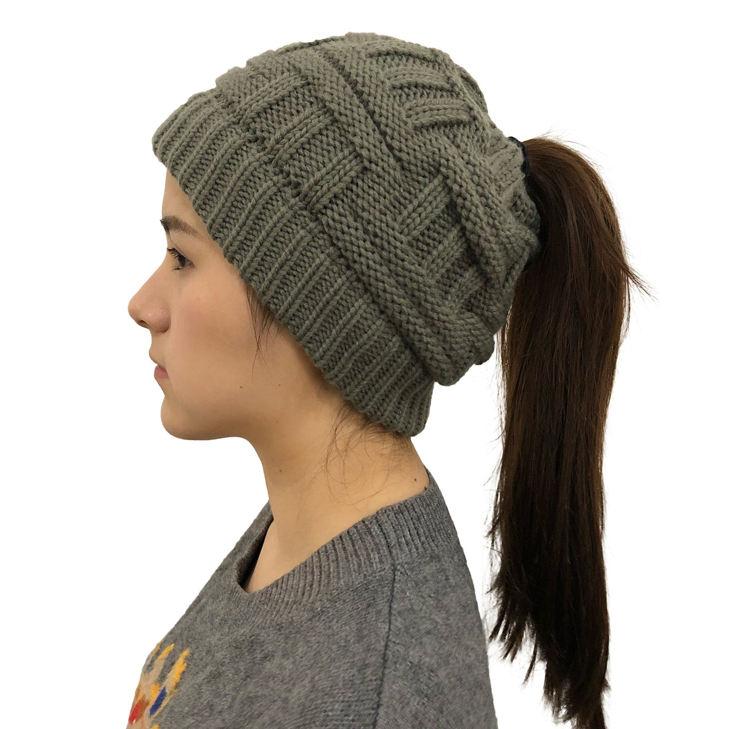 Soft Knit Ponytail Winter Hats for Women - Adjustable Fit - ChicVix