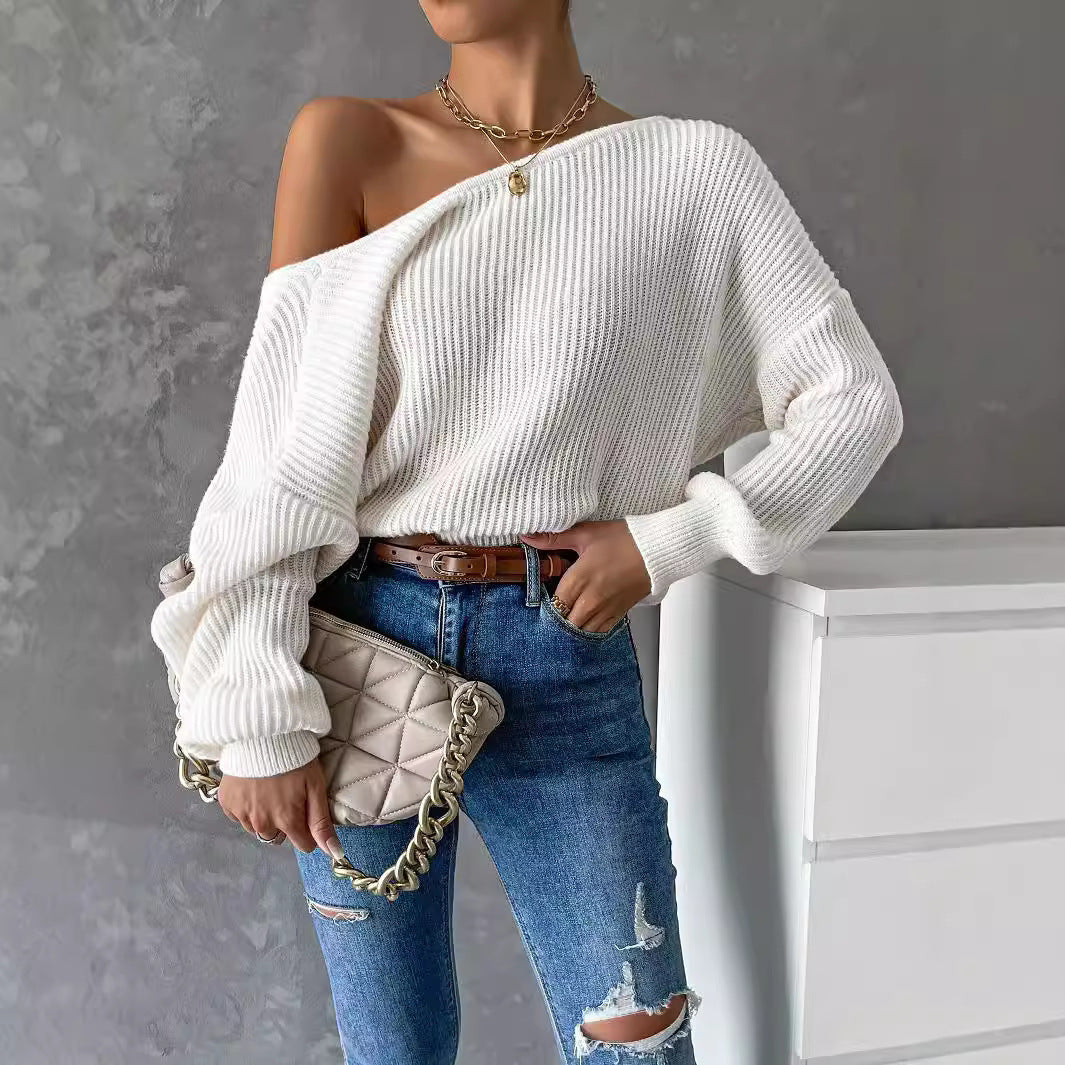 Backless Long Sleeve Knitted Pullover Sweater