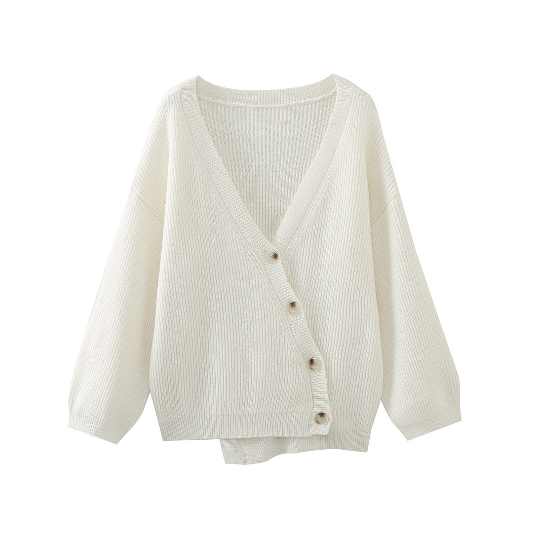 Milky White Loose-Fit Commuter Cardigan - ChicVix