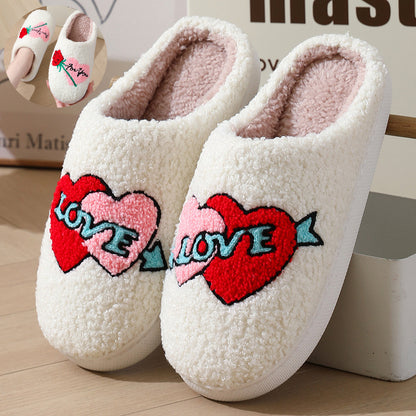 Valentine's Day Plush House Slippers for Women