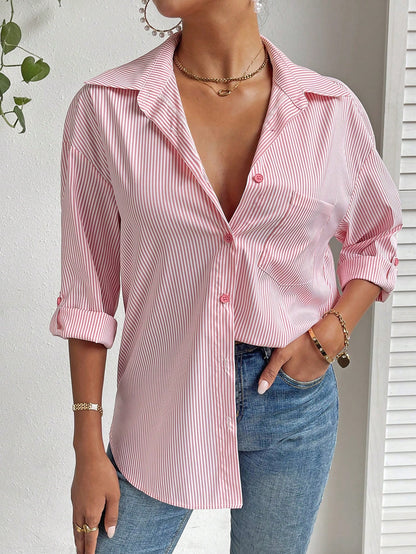 Essnce Striped Print Drop Shoulder Shirt